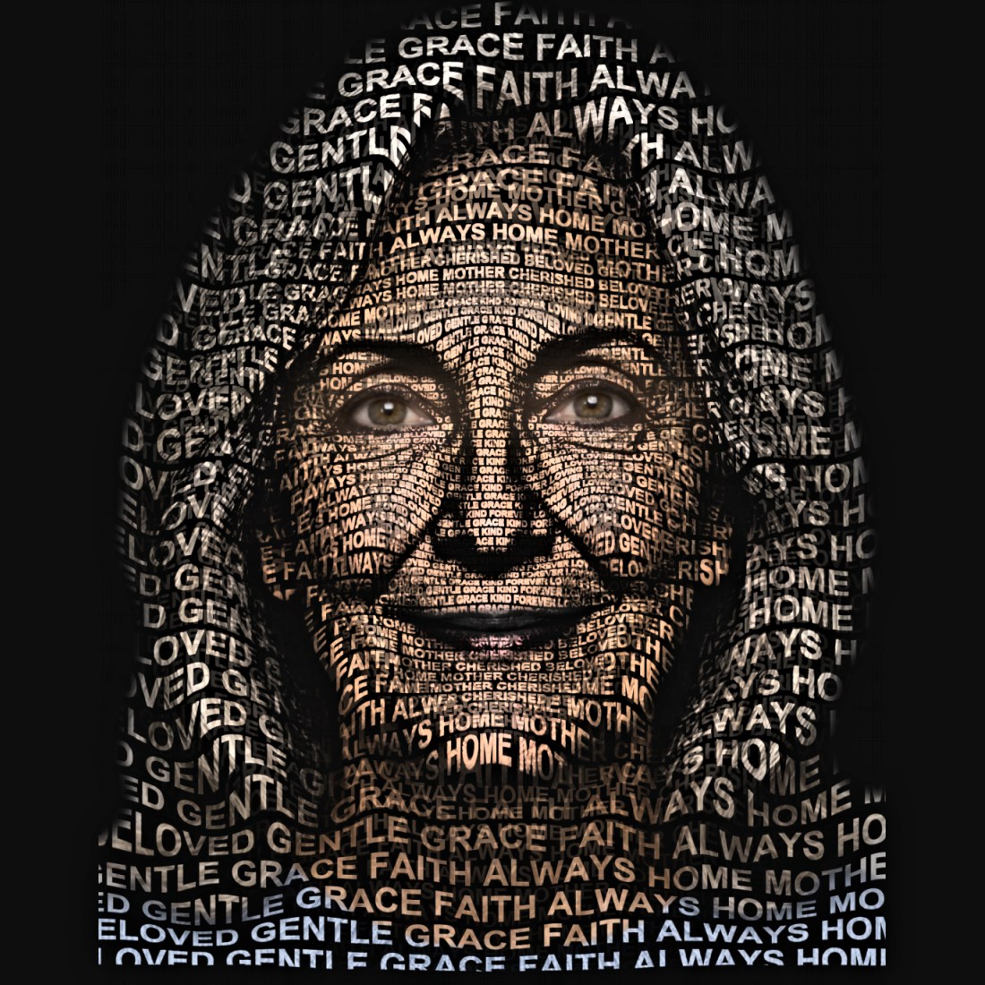 Typortrait word-art memorial portrait