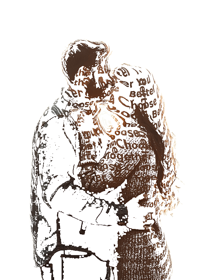 Custom Couples Typography Portrait — Personalized Word Art