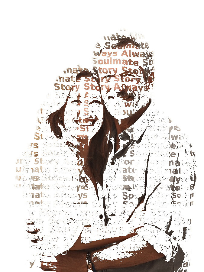 Custom Couples Typography Portrait — Personalized Word Art
