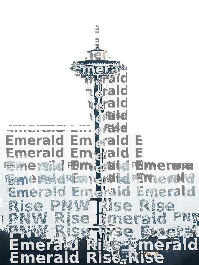Space Needle Typography Portrait — Seattle Landmark Word Art