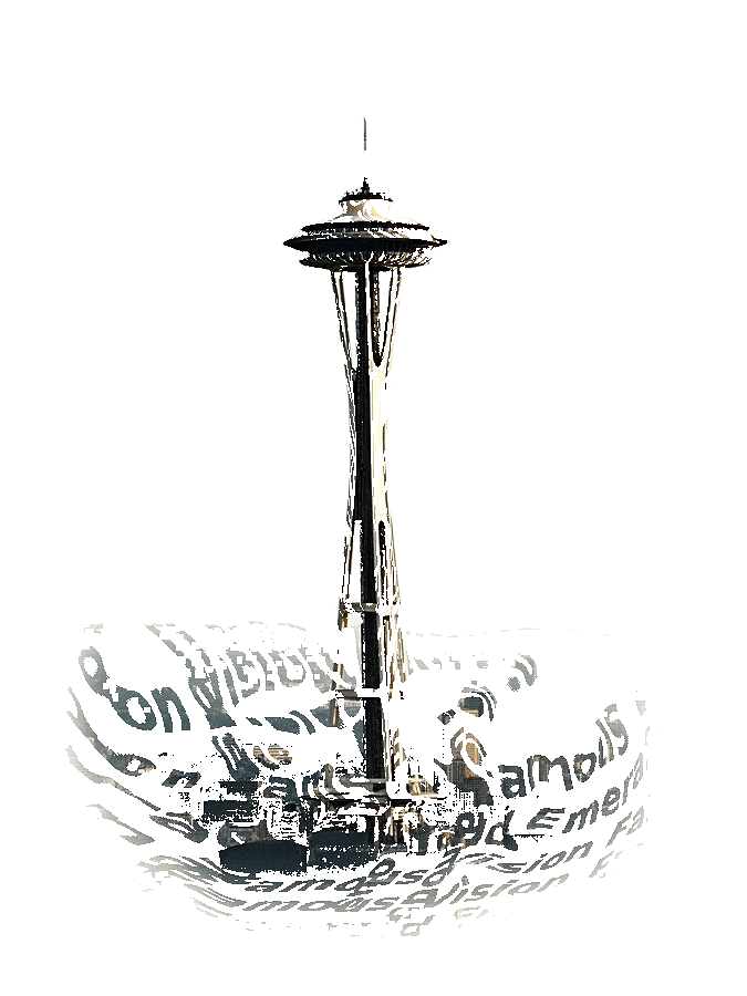 Space Needle Typography Portrait — Seattle Landmark Word Art
