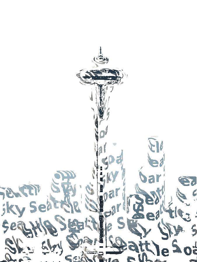 Space Needle Typography Portrait — Seattle Landmark Word Art