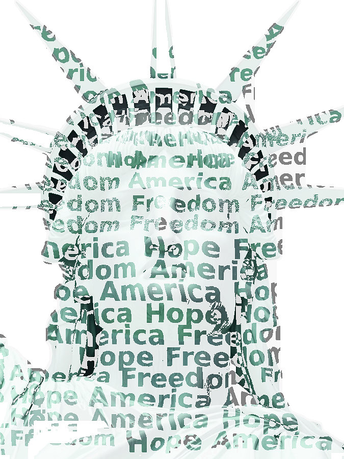 Statue of Liberty Typography Portrait — New York Landmark Word Art