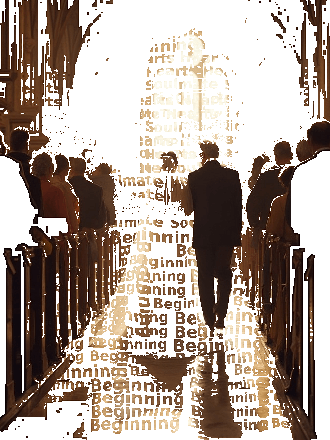 Wedding Typography Portrait — Custom Couple Word Art Keepsake