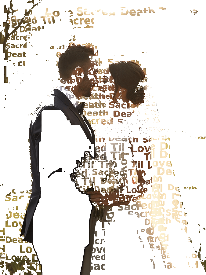 Wedding Typography Portrait — Custom Couple Word Art Keepsake
