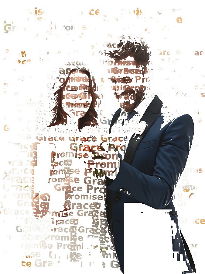 Wedding Typography Portrait — Custom Couple Word Art Keepsake